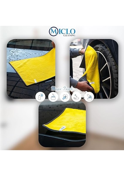 Cleanıng | 750 Gsm Çift Taraflı Ultra Emici Otomobil, Araba, Kaporta Kurulama Bezi | 50X70CM | Mega Boy | Sarı indirimleri