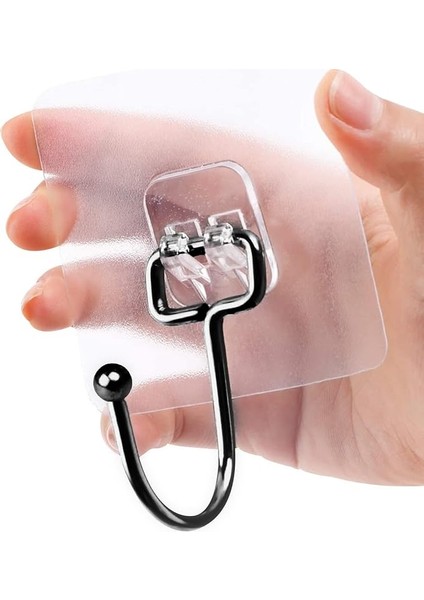 Banyo Için Siyah Güçlü Yapışkan Kancalar,yapışkanlı Askılar,mutfak,ev Ofis Için Duvar Askıları 2 Adet