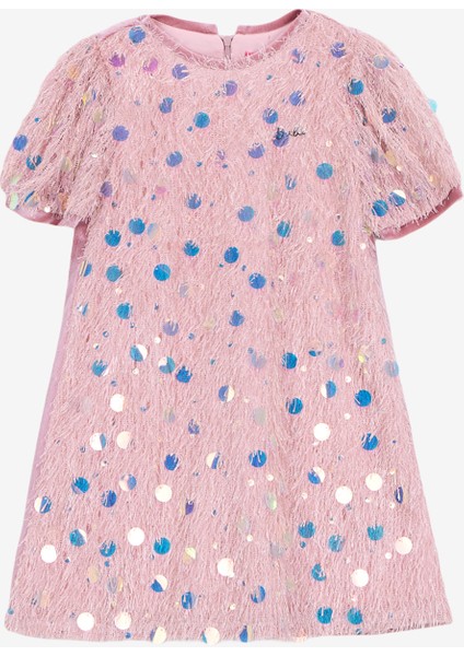 Pullu Pembe Kız Çocuk Abiye Elbise BRB5WG-ELB6148