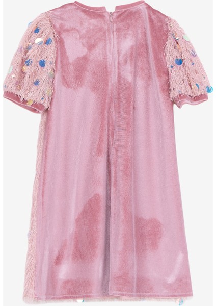 Pullu Pembe Kız Çocuk Abiye Elbise BRB5WG-ELB6148 fiyatları