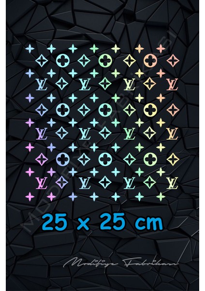 Lv Desen Kaplama Sticker - Araba -Motor - Kask - Hologram - 25X25 cm