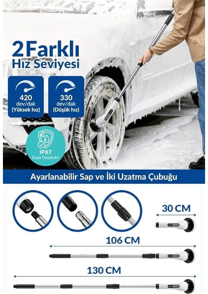 Elektrikli Temizlik Fırçası, Şarjlı Temizlik Fırçası 7 Adet Farklı Başlık Ile, Mutfak ve Banyolarda Birçok Temizlik Görevi Için, Küvet, Duş, Fayans ve Zemin Için Temizlik Malzemeleri modelleri
