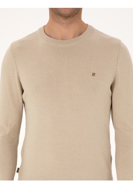 Erkek Kum Melanj Slim Fit Bisiklet Yaka Basic Triko Kazak 50314192-VR123