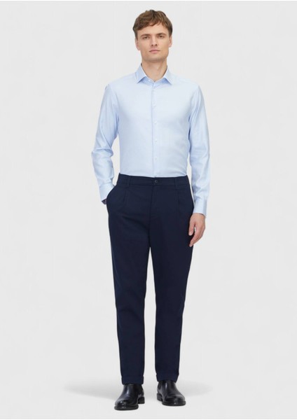 Açık Mavi Regular Fit Dokuma Klasik Pamuk Karışımlı Gömlek fiyatları