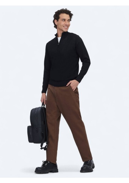 Siyah Bato Yaka Jakarlı Yün Karışımlı Triko Kazak fiyatları