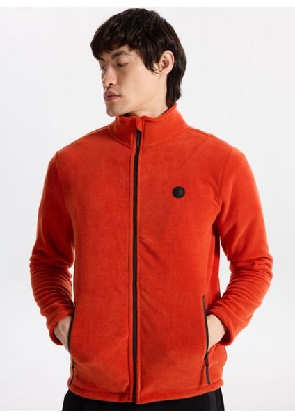 D5WM-SWT3301 Kiremit Dik Yaka Basic Düz Erkek Polar Sweatshırt fiyatları