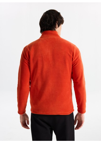 D5WM-SWT3301 Kiremit Dik Yaka Basic Düz Erkek Polar Sweatshırt