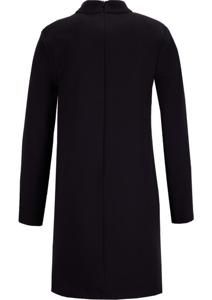 Dik Yaka Düz Siyah Mini Kadın Elbise F5WL-ELB0204 modelleri