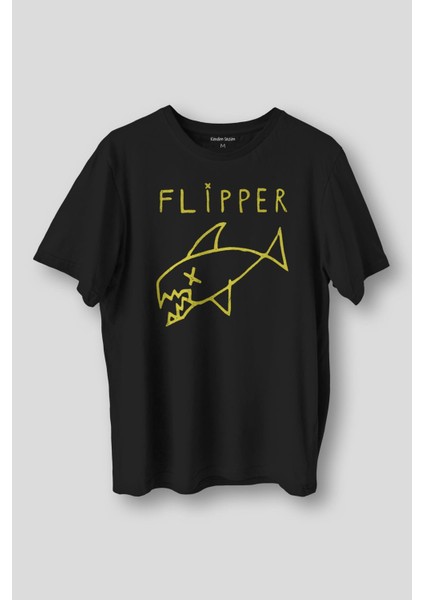 Kurt Cobain Flipper T-Shirt Nirvana Grunge Rock Punk Baskılı Siyah Tişört Unisex