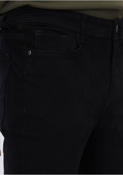 Siyah Düz Dokuma Slim Fit Casual Pamuk Karışımlı Pantolon modelleri