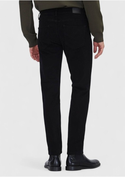 Siyah Düz Dokuma Slim Fit Casual Pamuk Karışımlı Pantolon indirimleri