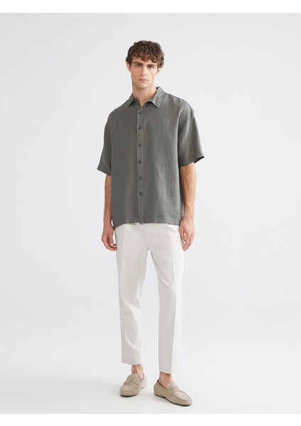 Yeni Sezon Regular Fit Kısa Kollu %100 Keten Erkek Gömlek fiyatları