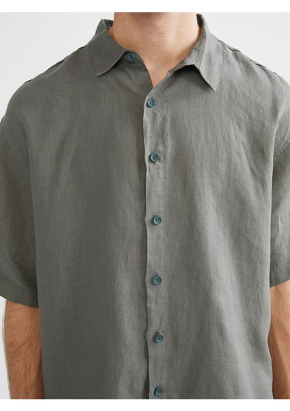 Yeni Sezon Regular Fit Kısa Kollu %100 Keten Erkek Gömlek modelleri