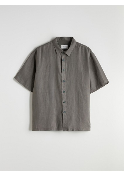 Yeni Sezon Regular Fit Kısa Kollu %100 Keten Erkek Gömlek indirimleri