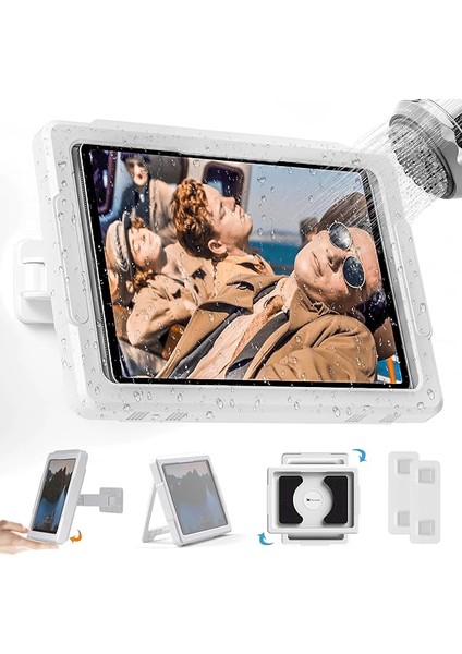 Duş iPad Tutucu, Su Geçirmez, 480° Dönebilir, Geri Çekilebilir Ayarlanabilir, 11 Inç'e Kadar Duvara Monte Edilebilir, Banyo Küveti Için Duş Tableti Tutucu, 2 Yapıştırıcı, Ipad, iPad Pro 11,