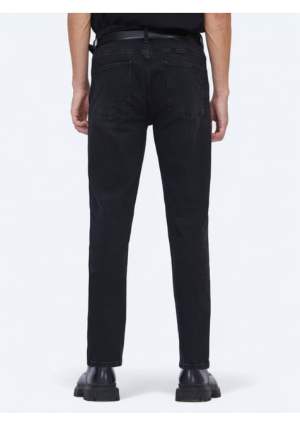 Siyah Slim Fit Denim Pamuk Karışımlı Pantolon fırsatları
