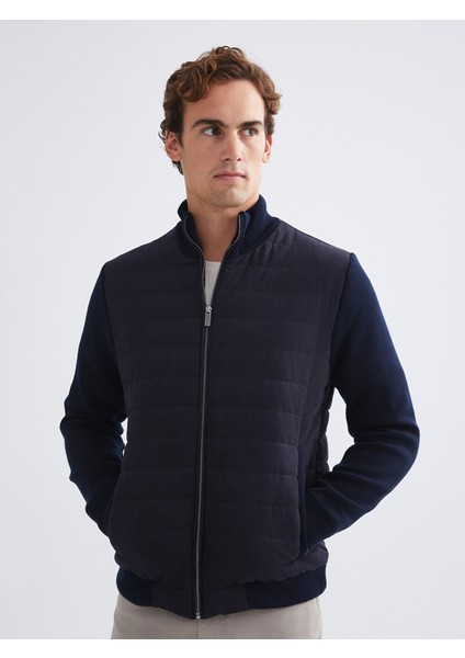 Yeni Sezon Standart Kalıp Dik Yaka Erkek Triko Mont