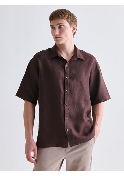 Yeni Sezon Regular Fit Kısa Kollu %100 Keten Erkek Gömlek