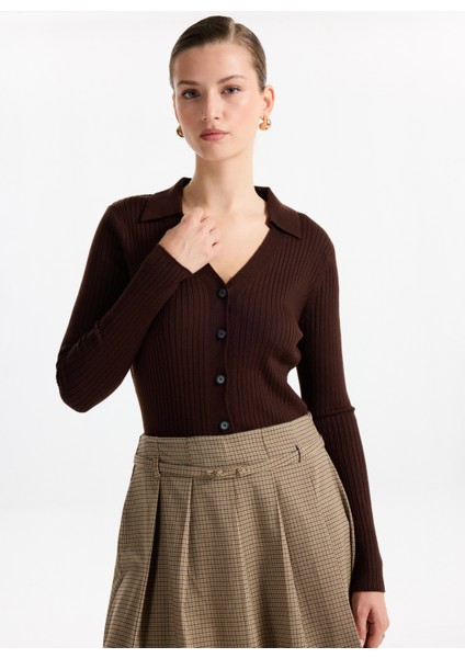 Kahve Kadın Hırka F3WL-HRK1