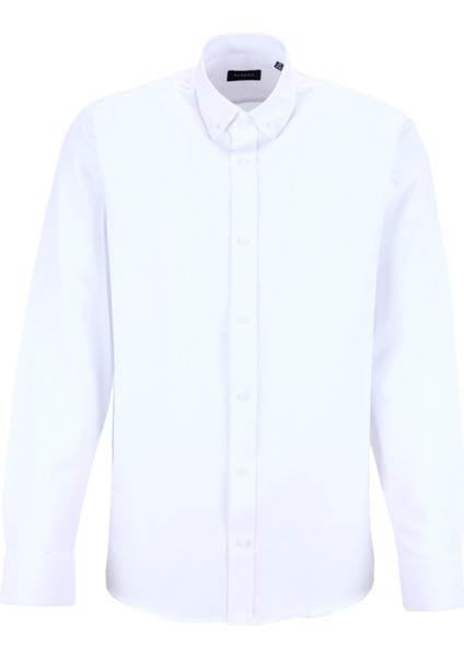 Slim Fit Düğmeli Yaka Armürlü Beyaz Erkek Gömlek Maydos-Y 430 fiyatları