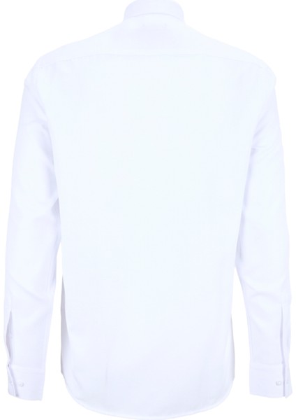 Slim Fit Düğmeli Yaka Armürlü Beyaz Erkek Gömlek Maydos-Y 430 modelleri