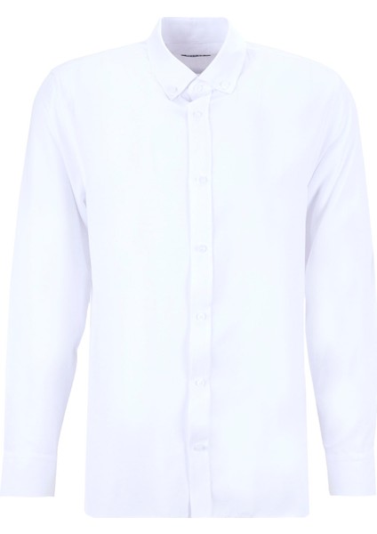 Slim Fit Düğmeli Yaka Armürlü Beyaz Erkek Gömlek Maydos-Y 430 fırsatları