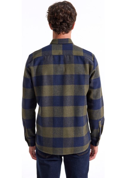 Regular Fit Düğmeli Yaka Ekose Haki Erkek Gömlek cm Ryan D 253. indirimleri