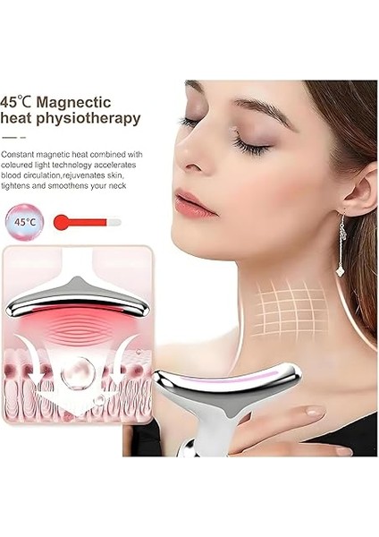 Yüz ve Boyun Kırışıklık Giderici Masaj Aleti - 3 Farklı Renk Modu, Titreşimli Cilt Sıkılaştırıcı, Boyun ve Gıdı Zayıflatıcı Etki, Kablosuz Cilt Güzelleştirme Cihazı, Beyaz indirimleri