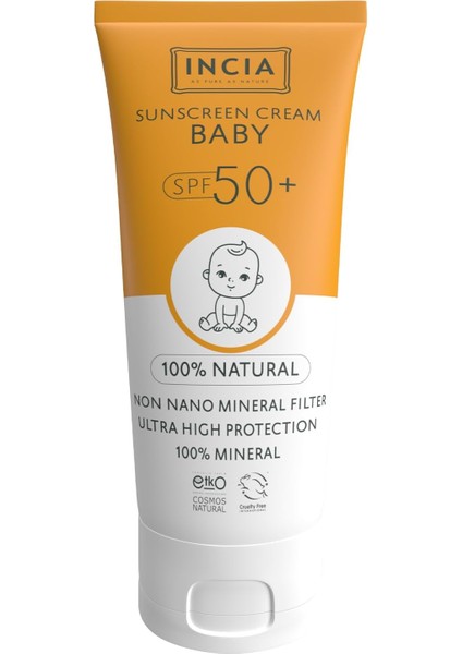 Doğal Bebek Güneş Kremi Leke Karşıtı Mineral Filtreli Yüksek Koruma SPF50 Uva Uvb 50 ml