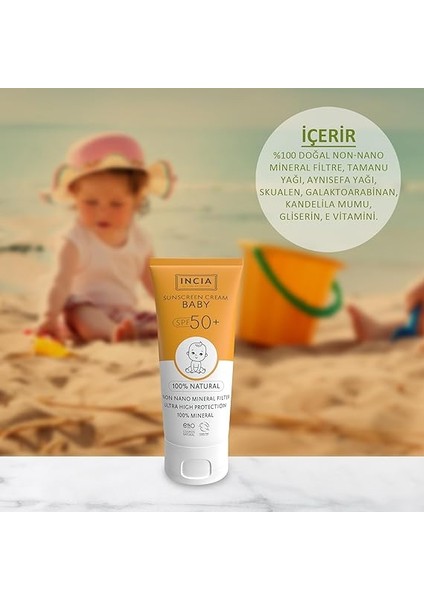Doğal Bebek Güneş Kremi Leke Karşıtı Mineral Filtreli Yüksek Koruma SPF50 Uva Uvb 50 ml indirimleri