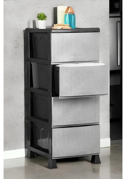 Büyük Boy 4 Katlı Hasır Kapaklı Çok Amaçlı Şifonyer Sebzelik Komodin Düzenleyici | 4 Çekmeceli Gri Kapaklı Komodin fiyatları
