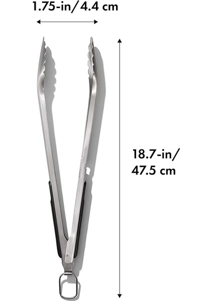 Good Grips Paslanmaz Çelik Uzun Barbekü Maşası, Dahili Şişe Açacaklı 47,5 cm - Sosis, Sebze ve Daha Fazlası Için fiyatları