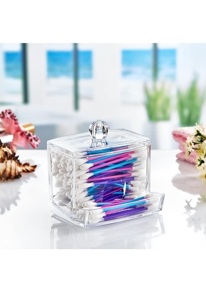 Akrilik Şeffaf Kapaklı Kulak Temizleme Çubuğu Organizatörü Saklama Kutusu, Akrilik Şeffaf Kapaklı Kulak Temizleme Çubuğu Organizatörü Saklama Kutusu