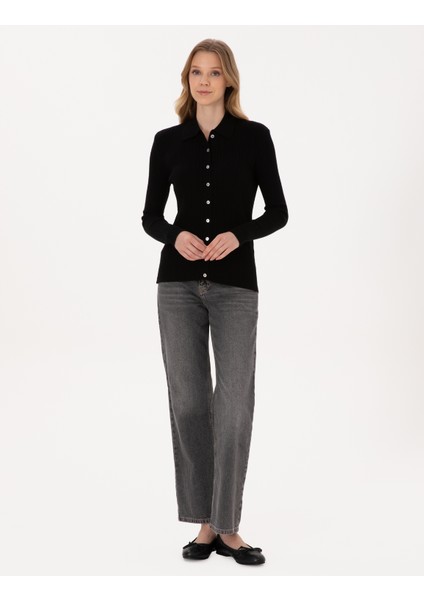 Kadın Siyah Slim Fit Triko Hırka 50316338-VR046 fırsatları