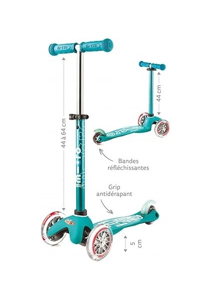 Mini Deluxe LED 3 Tekerlekli Scooter Aqua, 1-5 Yaş, Denge ve Koordinasyon Geliştirici, Işıklı Tekerlekler, Katlanabilir,, 50 kg Taşıma Kapasitesi fiyatları