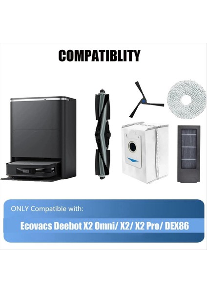 Ecovacs Deebot X2 Omnı/ X2/ X2 Pro/ DEX86 Vakum Süpürge Ana Yan Fırça Hepa Filtreleri Mop Bez Toz Torbaları (Yurt Dışından) fiyatları