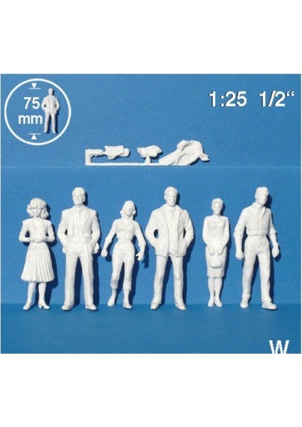 27011 1/25 Ölçek, Ayakta Duran ve Yürüyen Figürler -Beyaz