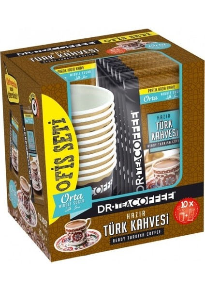 Drcoffee Hazır Türk Kahvesi Orta Ofis Seti 9Gr 10lu