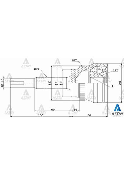 AKS KAFASI DIŞ RAV-4 2000 / ABSLİ 48 DİŞ 2610271063 43460 49126