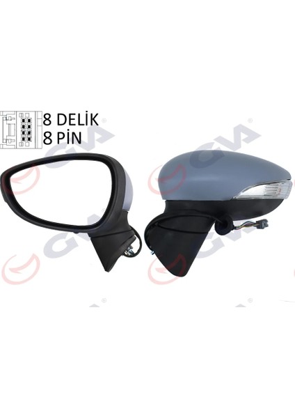 DIŞ DİKİZ AYNASI SOL FIESTA 2008-2014 ELEKTRİKLİ ISITMALI SİNYALLİ KONVEKS 8 FİŞ VM-6313EBL C1BB17683DB 1542172 1594585