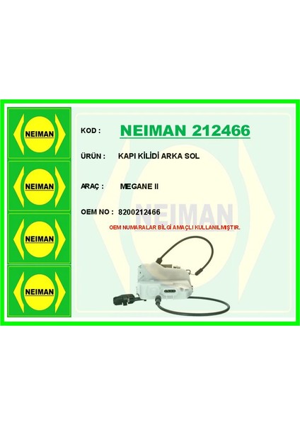 KAPI KİLİDİ ARKA SOL MEGANE 2 8200212466