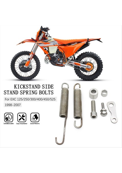 Motosiklet Kickstand Bolts Springs Yan Stand Bolts Springs Ktm Isim 125 250 300 400 450 525 1998-2007 (Yurt Dışından) fırsatları