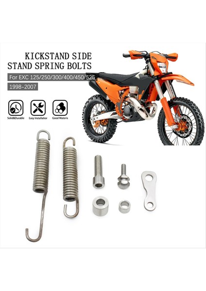 Motosiklet Kickstand Bolts Springs Yan Stand Bolts Springs Ktm Isim 125 250 300 400 450 525 1998-2007 (Yurt Dışından) indirimleri