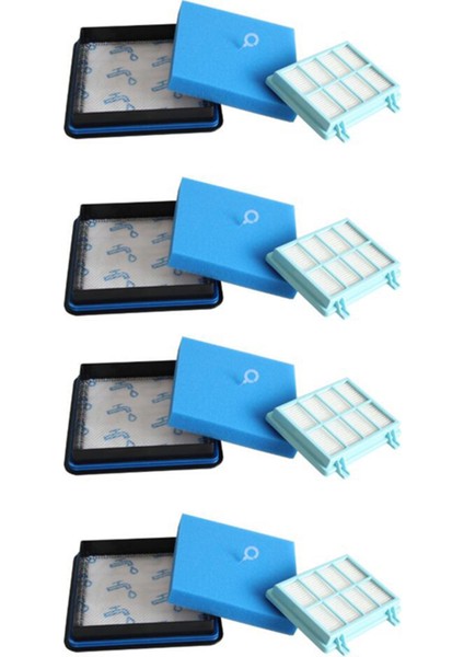Philips Powerpro Compact FC9331 FC9332 FC8010 Vakum Süpüratörleri Için 4 Filtre Seti Paketi (Yurt Dışından)