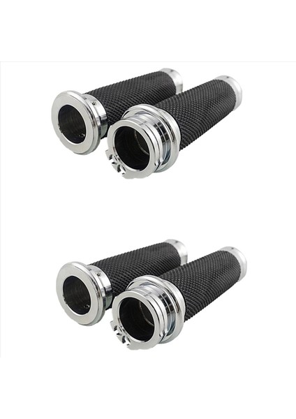 2x Motosiklet El Tutamakları 1 Inç 25MM Gidon Kavrama Tur Tur Turning King Bobber Cafe Racer Gümüş (Yurt Dışından)