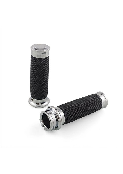 2x Motosiklet El Tutamakları 1 Inç 25MM Gidon Kavrama Tur Tur Turning King Bobber Cafe Racer Gümüş (Yurt Dışından) fiyatları