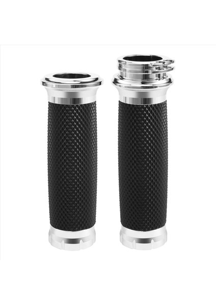 Motosiklet El Tutarlar 1 Inç 25MM Gidbar Grips Rail Için Kauçuk Kral Bobber Cafe Racer Silver (Yurt Dışından)