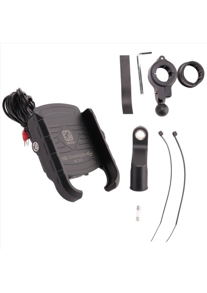 Kewiq Qc3 0 USB Hızlı Şarj Alüminyum Alaşım Motosiklet Telefon Tutucusu USB Şarj Cihazı 360 Derece Döndür Motosiklet Mepyon Telefon Tutucu Montaj (Yurt Dışından)