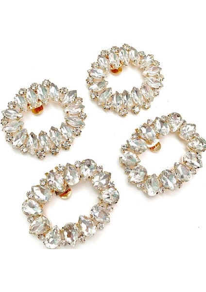 4pcs Zarif Rhinestone Kristal Metal Ayakkabı Klipleri Düğün Partisi Çantası Donanım Dekorasyonu Için Gelin Çiçek Ayakkabı Tokaları (Yurt Dışından)