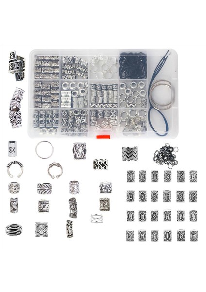 180 Adet Karışık Dreadlocks Boncuklar Tüp Korku Kilitleri Pimler Metal Manşetler Halkalar Aksesuarları Saç Örgü Saç Uzatma Takılar (Yurt Dışından)